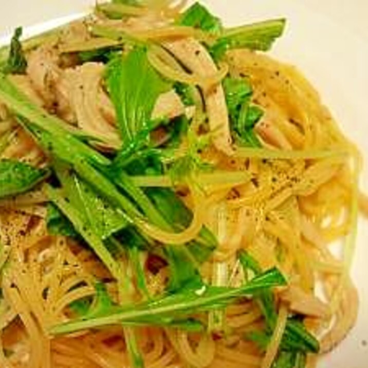 鶏ハムで☆柚子こしょう風味のパスタ